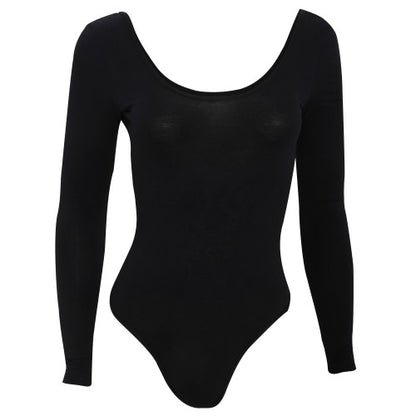 Front - American Apparel Womens/Ladies Long Sleeve Double U Neck Cotton Spandex Bodysuit/Leotard