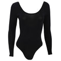 Front - American Apparel Womens/Ladies Long Sleeve Double U Neck Cotton Spandex Bodysuit/Leotard
