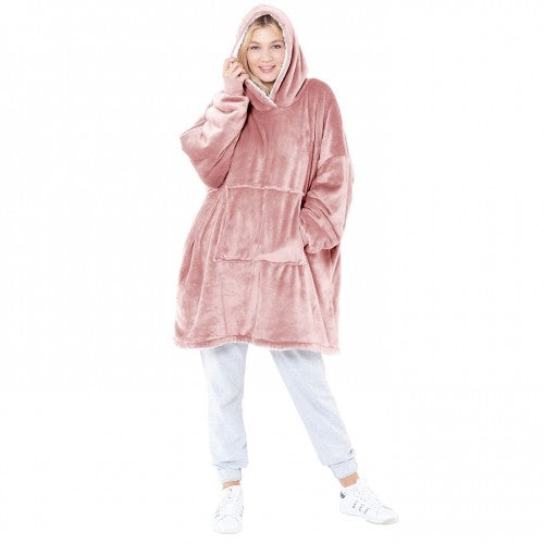 Front - Home & Living Unisex Adult Sherpa Reversible Oversized Hoodie