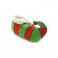 Front - Childrens/Kids Striped Elf Design Novelty Christmas Slippers