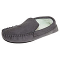 Front - Slumberzzz Mens Fleece Lined Faux-Suede Moccasin Slippers