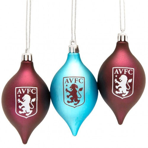 Front - Aston Villa FC Vintage Christmas Bauble (Pack of 3)