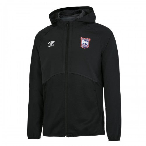 Front - Ipswich Town FC Mens 22/23 Umbro Full Zip Hoodie