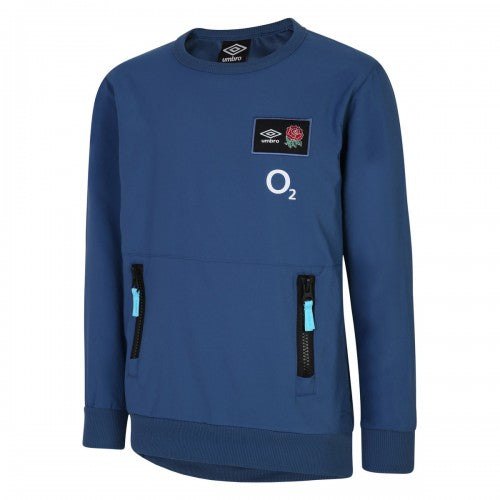 Front - England Rugby Childrens/Kids 22/23 Umbro Woven Sweatshirt