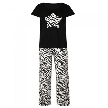 Front - Womens/Ladies Zebra Print Pyjama Set