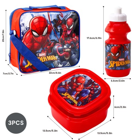 Red - Side - Spider-Man Childrens-Kids Lunch Box Set