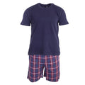 Front - Foxbury Mens T-Shirt & Checked Shorts Pyjama Set