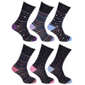 Front - Cottonique Womens/Ladies Comfort Fit Striped Socks (6 Pairs)