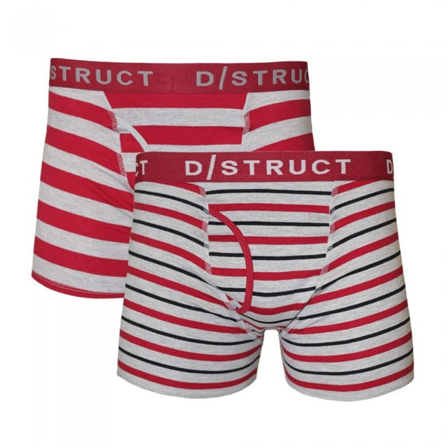 Front - Dstruct Mens Contrast Stripe Boxers (Pack Of 2)