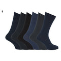 Dark Assorted - Front - Specialist Item: Mens Ribbed XL Non Elastic Top Socks (Pack Of 6)