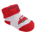 Red-White - Front - Baby Boys Car Design Bootie Socks With Gift Pouch