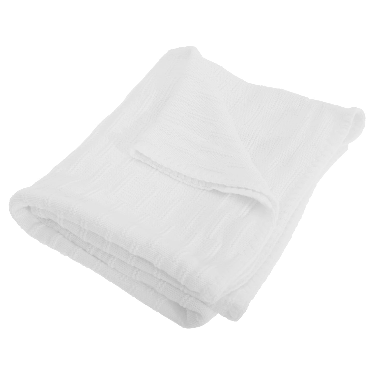 White - Front - Baby Boys-Girls Knitted Cot-Crib Blanket