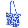 White-Blue - Front - FLOSO Womens-Ladies Straw Woven Butterfly Print Top Handle Handbag