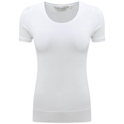 White - Front - Russell Collection Ladies-Womens Short Sleeve Strech Top