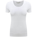 White - Front - Russell Collection Ladies-Womens Short Sleeve Strech Top