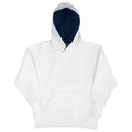 White-Navy - Front - SG Kids Unisex Contrast Hooded Sweatshirt - Hoodie