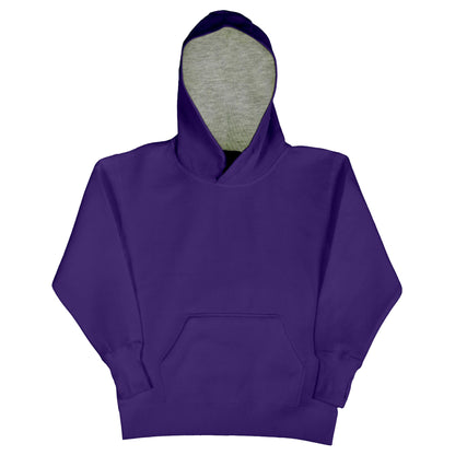 Purple-Light Oxford - Front - SG Kids Unisex Contrast Hooded Sweatshirt - Hoodie