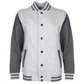 Heather Grey-Charcoal - Front - FDM Junior-Childrens Unisex Varsity Jacket (Contrast Sleeves)