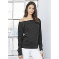 Charcoal Black Triblend - Side - Bella Ladies-Womens Slouchy Wideneck Relaxed Fit Sweatshirt