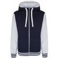 Navy-White - Front - FDM Mens Active Zip Hoodie