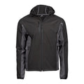 Black-Dark Grey - Front - Tee Jays Mens Hooded Fashion Softshell Jacket