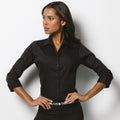 Black - Side - Kustom Kit Ladies 3-4 Sleeve Corporate Oxford Shirt
