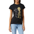Black-Brown-White - Back - Guardians Of The Galaxy 2 Womens-Ladies I Am Groot Scribble T-Shirt