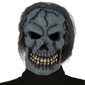 Grey - Back - Bristol Novelty Unisex Adults Skull Mask With Hair
