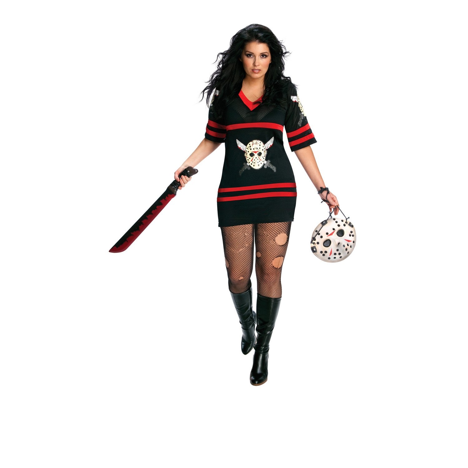 Black-Red - Front - Friday The 13th Womens-Ladies Sexy Jason Voorhees Costume Set
