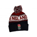 Navy-Red - Back - England RFU Text Knitted Bobble Beanie