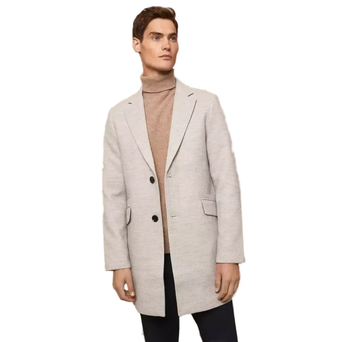 Light Grey - Front - Burton Mens Wool Effect Overcoat