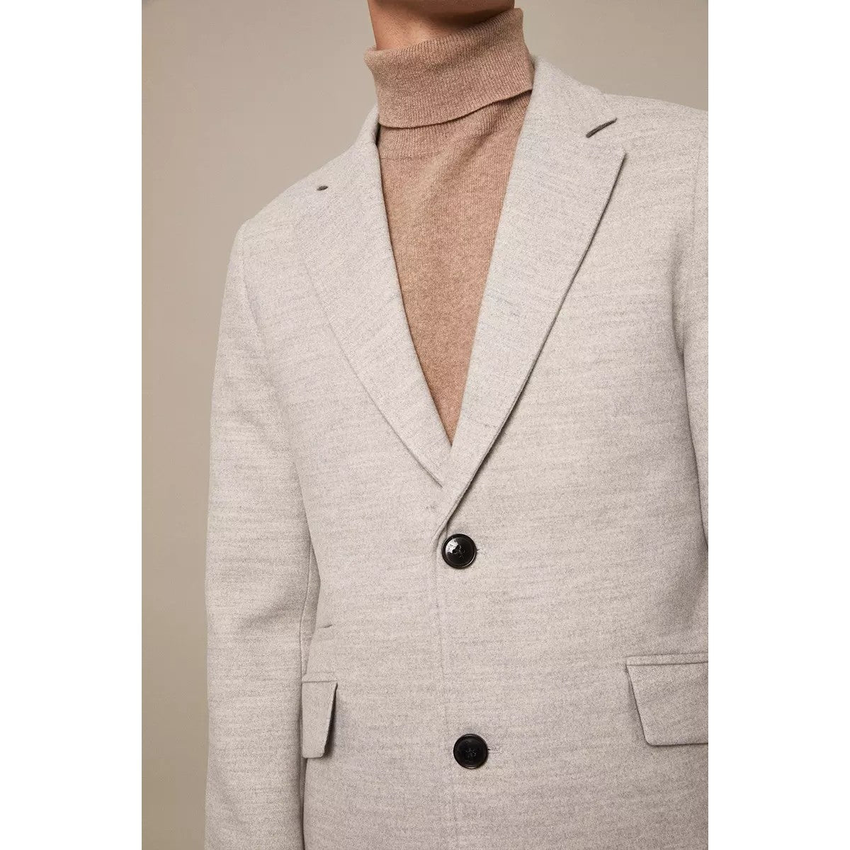 Light Grey - Side - Burton Mens Wool Effect Overcoat