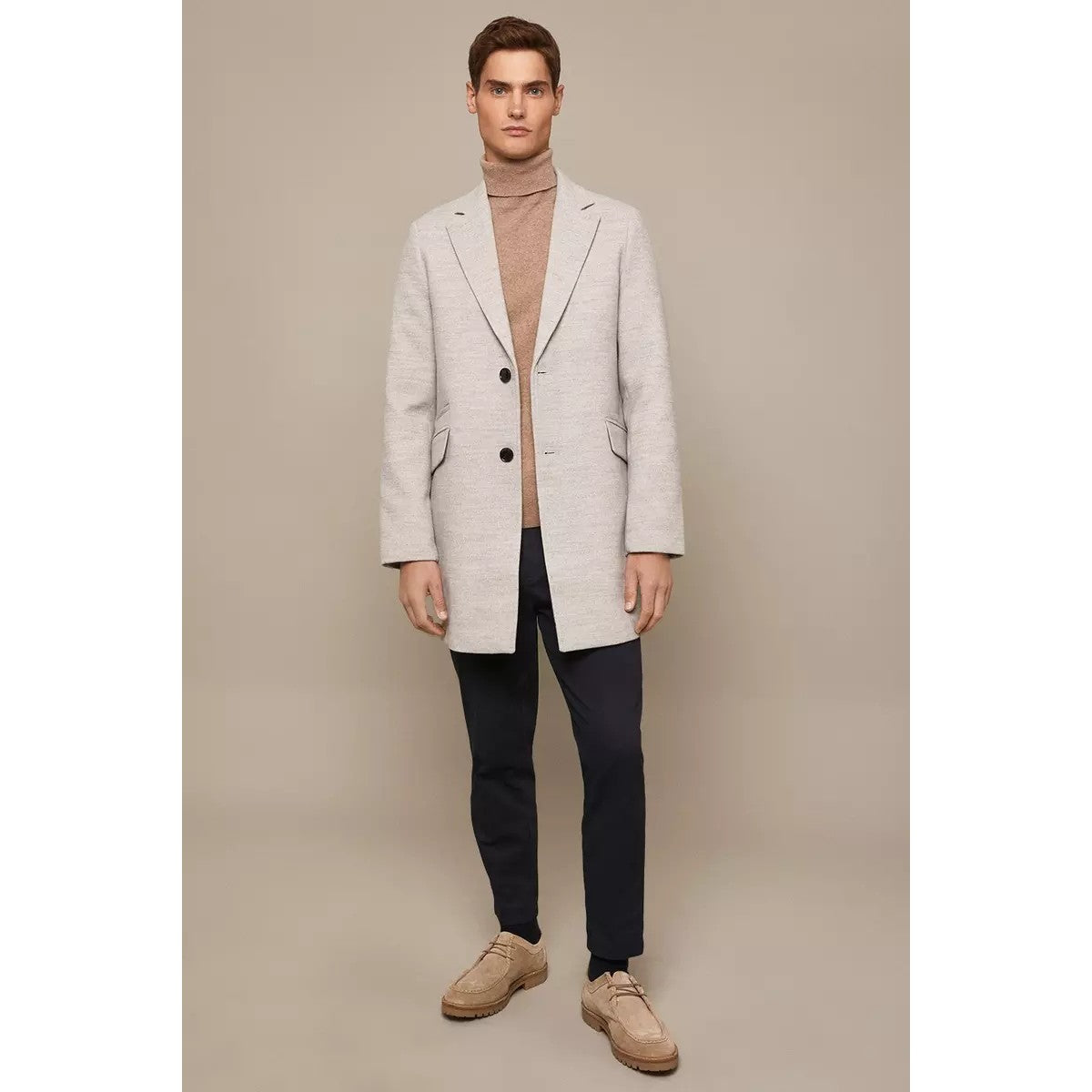 Light Grey - Lifestyle - Burton Mens Wool Effect Overcoat