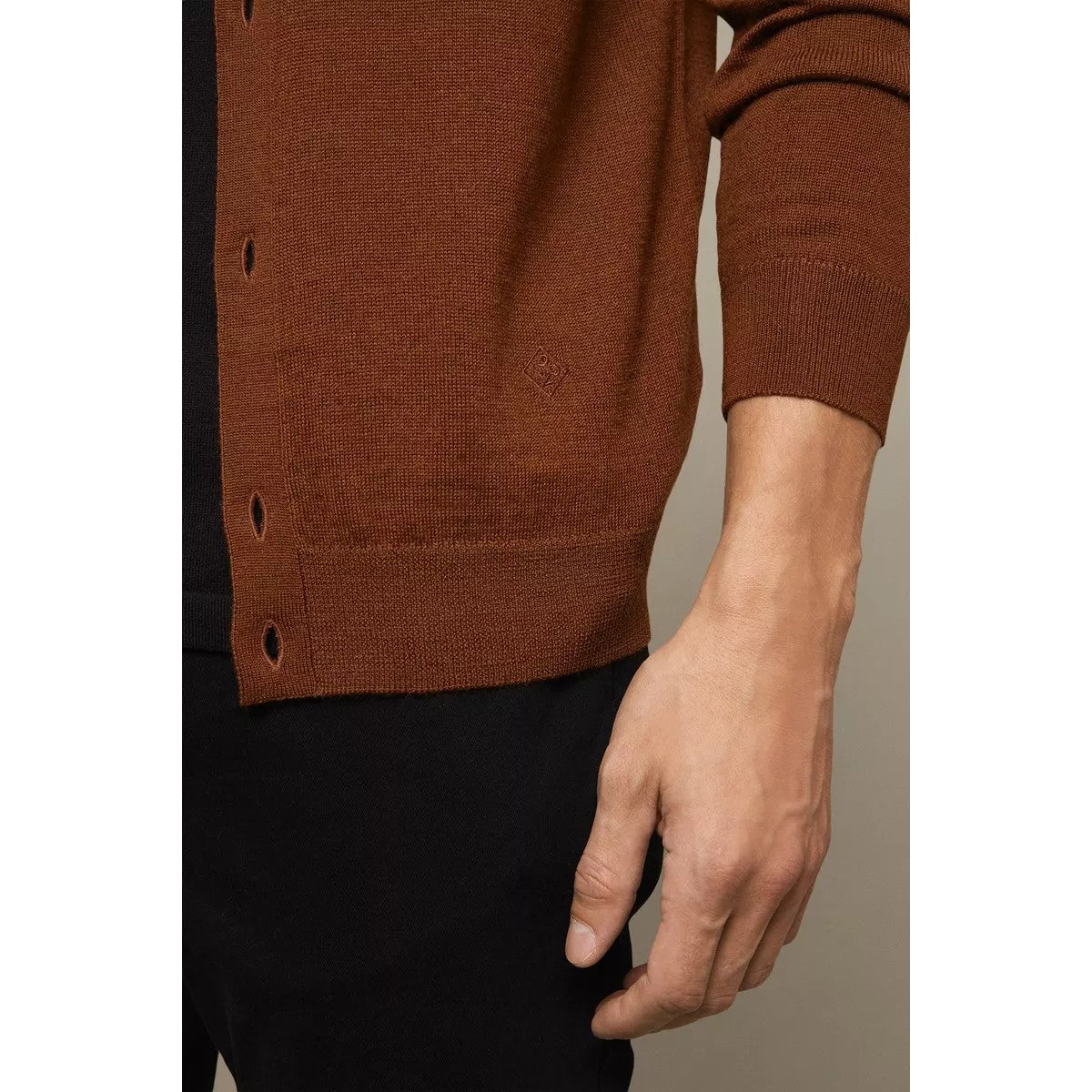Toffee - Side - Burton Mens 1904 Merino Blend Cardigan