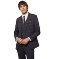Burgundy - Front - Burton Mens Checked Single-Breasted Skinny Suit Jacket