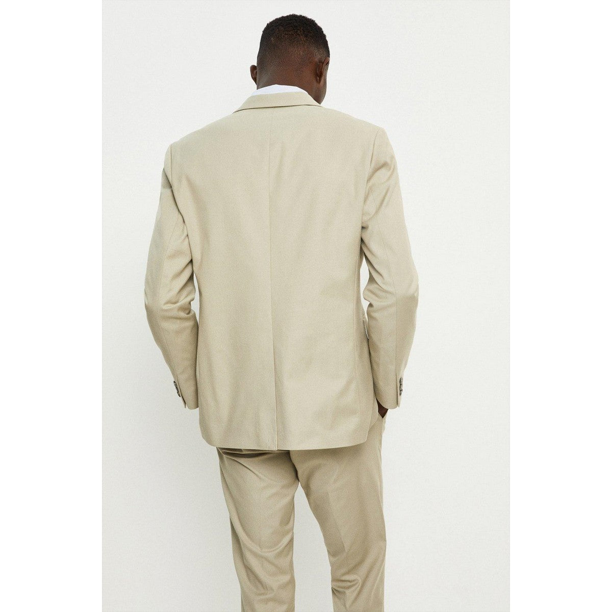 Khaki - Back - Burton Mens Stretch Slim Suit Jacket