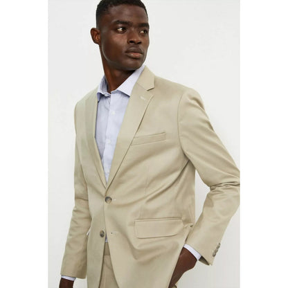 Khaki - Side - Burton Mens Stretch Slim Suit Jacket