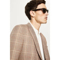 Red - Side - Burton Mens Pow Checked Double-Breasted Skinny Suit Jacket