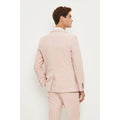 Pink - Back - Burton Mens Harry brown Herringbone Tweed Slim Suit Jacket