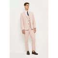 Pink - Close up - Burton Mens Harry brown Herringbone Tweed Slim Suit Jacket