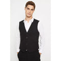 Black - Side - Burton Mens Single-Breasted Plus And Tall Tailored Waistcoat