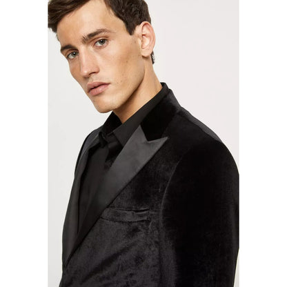 Black - Side - Burton Mens Velvet Slim Suit Jacket