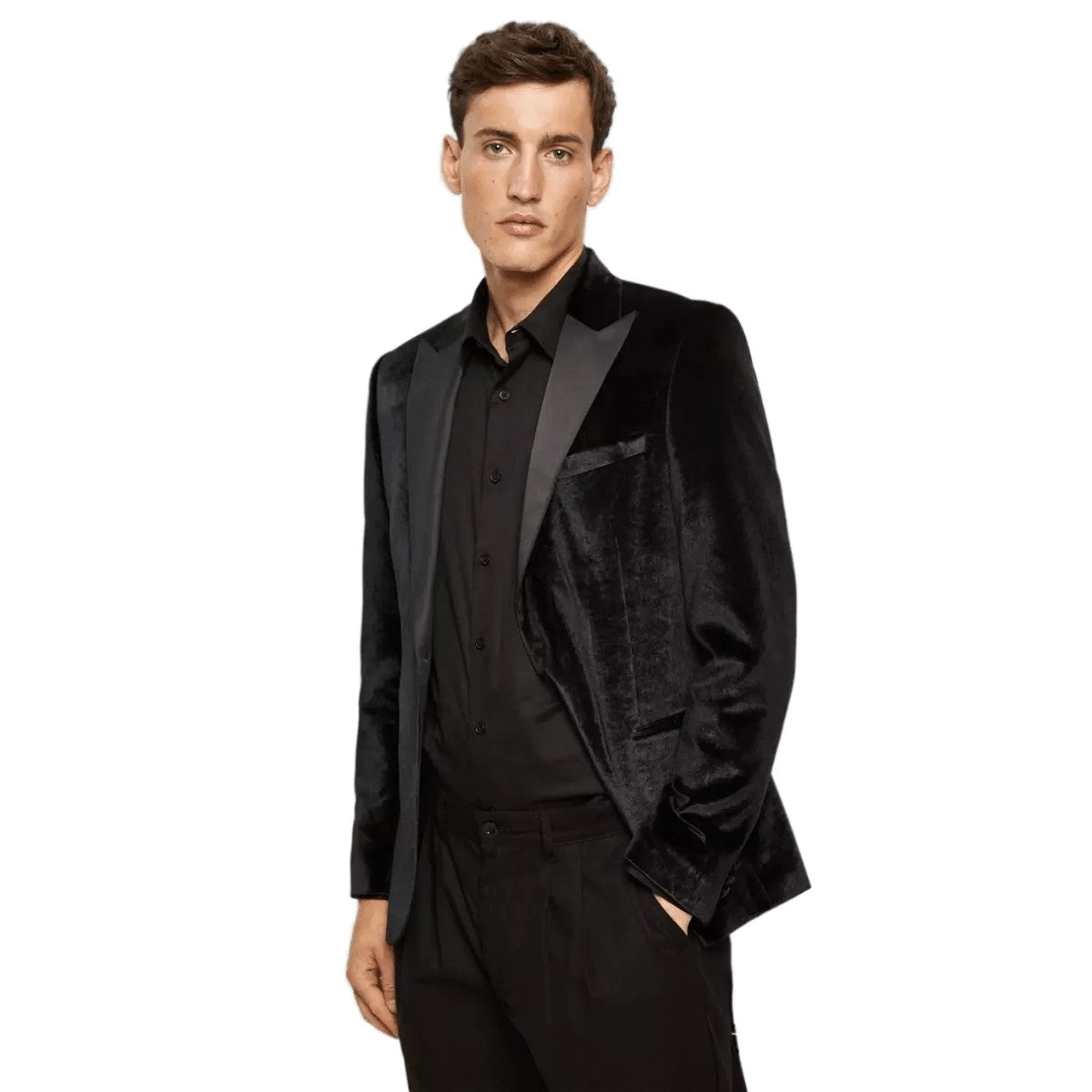 Black - Front - Burton Mens Velvet Slim Suit Jacket