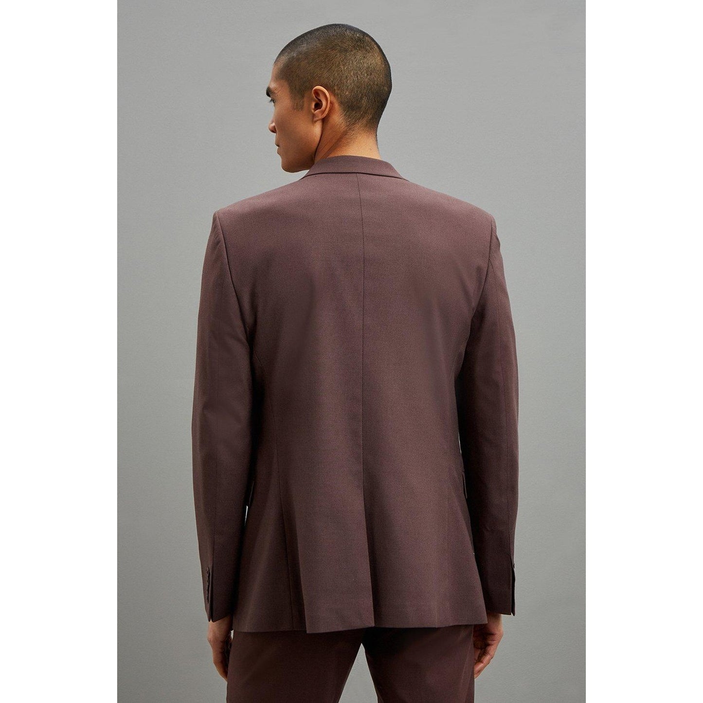 Brown - Back - Burton Mens Slim Suit Jacket