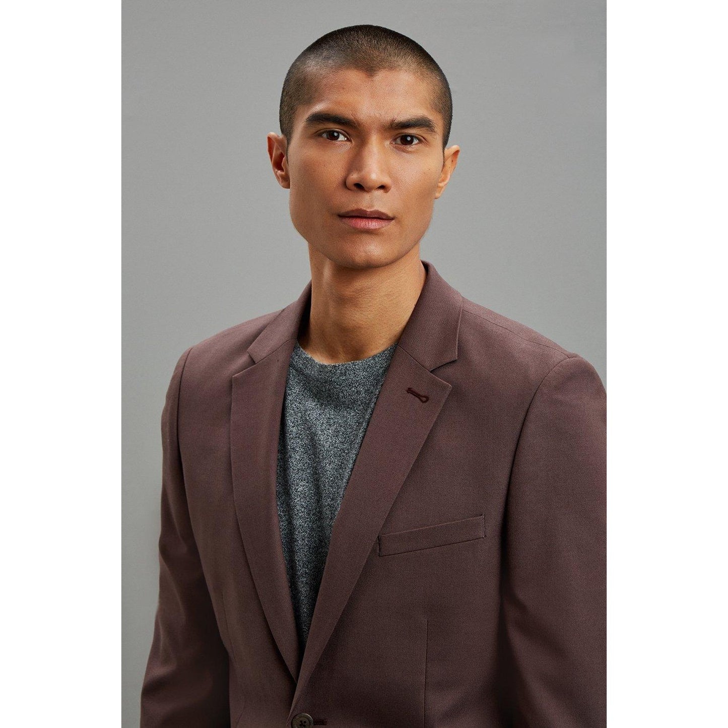 Brown - Side - Burton Mens Slim Suit Jacket