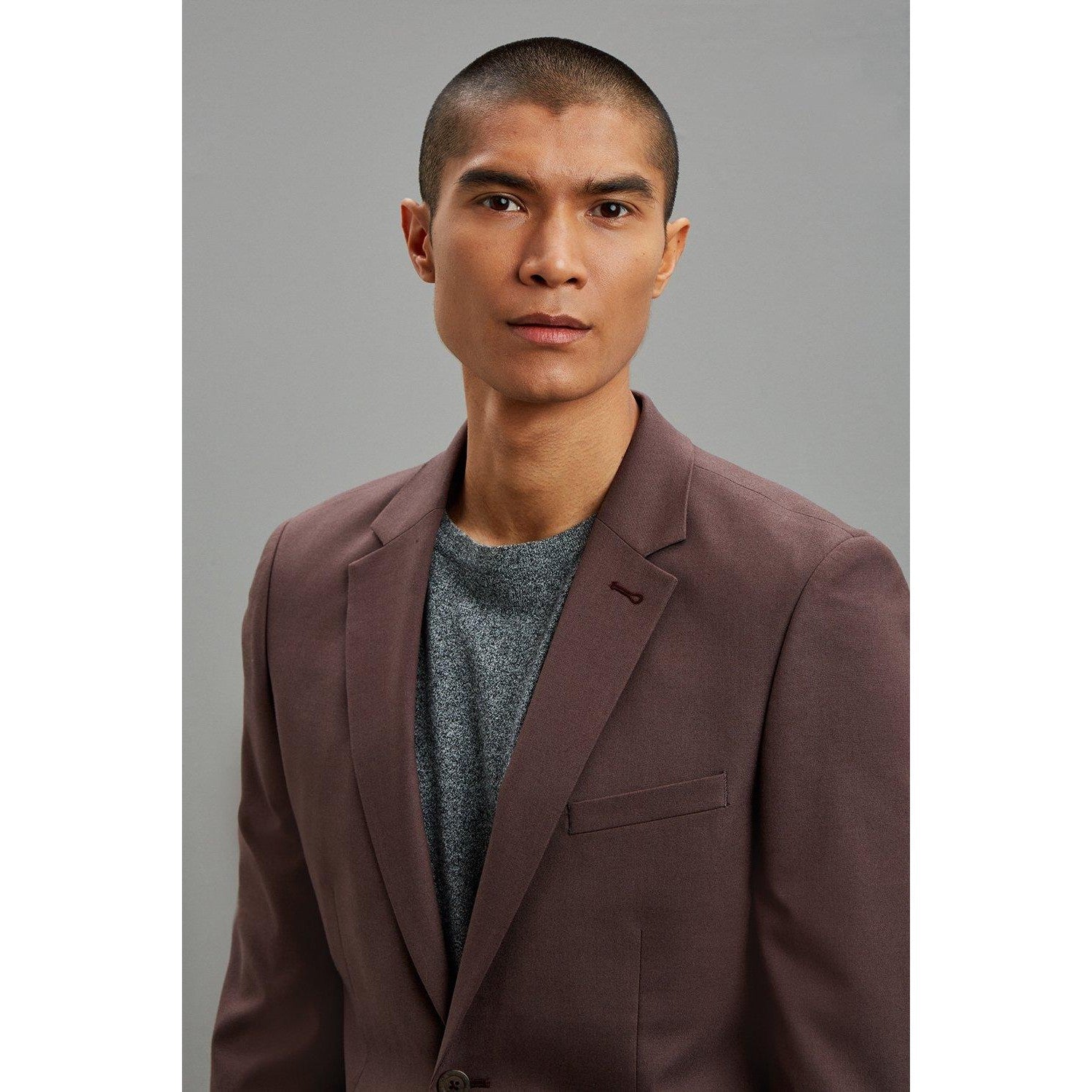 Brown - Side - Burton Mens Slim Suit Jacket