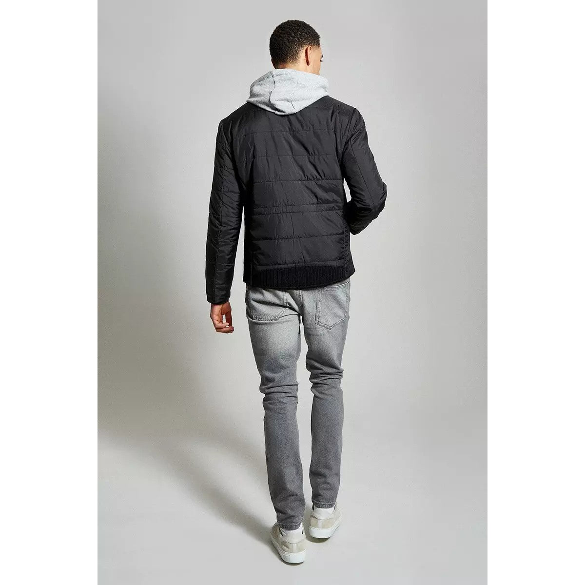 Black - Back - Burton Mens Ribbed Collar Bomber Jacket