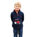 Navy-Red - Back - British Country Collection Childrens-Kids Tractor Fleece Jacket