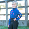 Cobalt Blue-Magenta - Back - Hy Childrens-Kids Thelwell Collection Horse Racing Thermal Top
