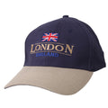 Navy-Beige-Blue - Front - London England GB Union Jack Embroidered Baseball Cap